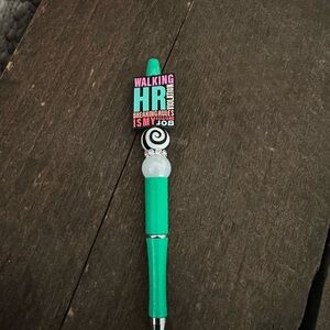 Novelty pen. Refillable. Green HR Themed Pen